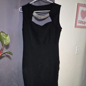 Elegant Black Dress with Silver Accent